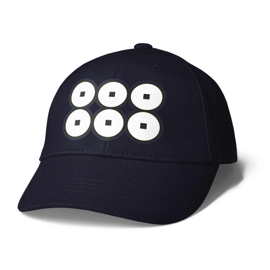 真田幸村 家紋 六文銭 キャップ 紺に白