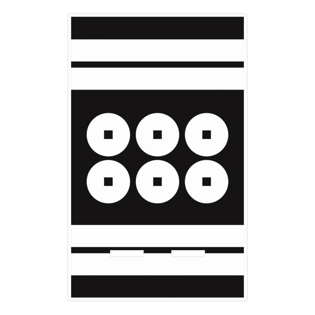 スマホスタンド 真田幸村 家紋 六文銭 黒地に白縞 指物風