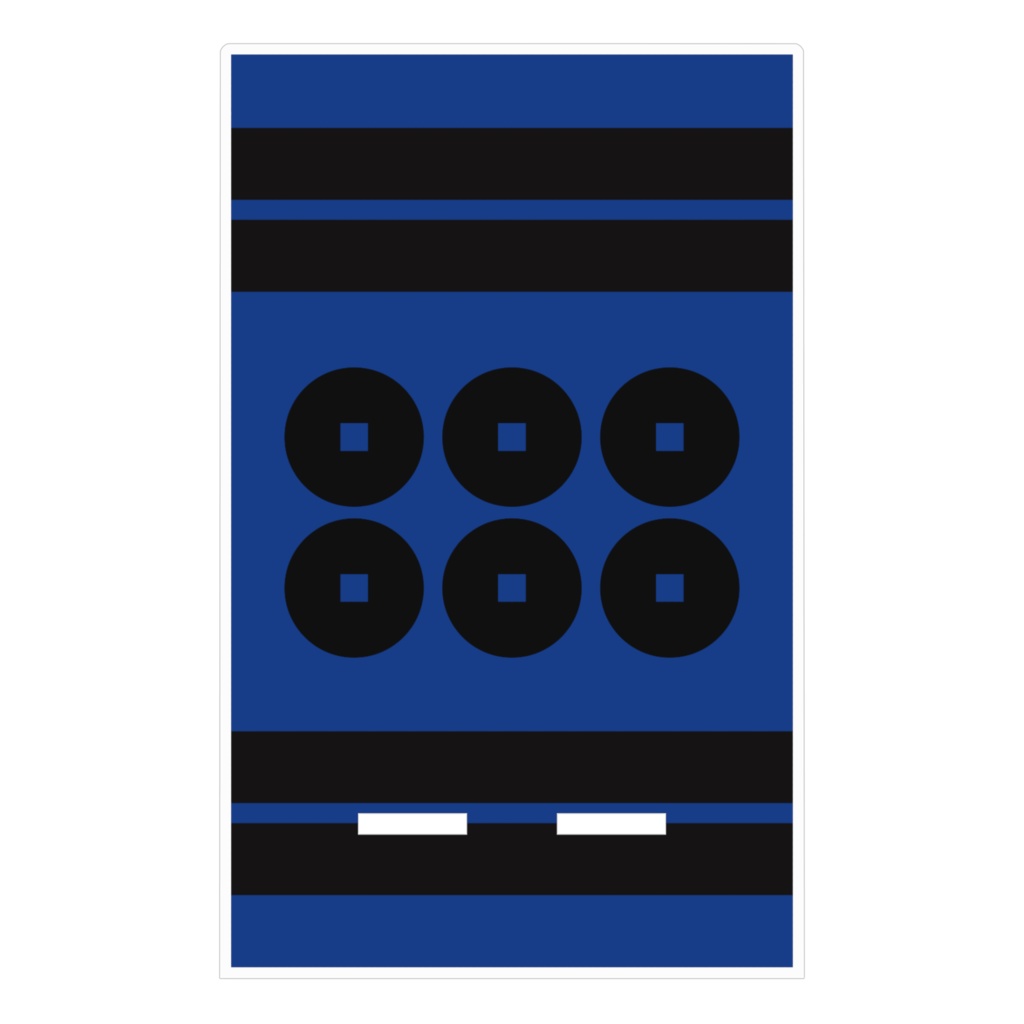 スマホスタンド 真田幸村 家紋 六文銭 青地に黒縞 指物風