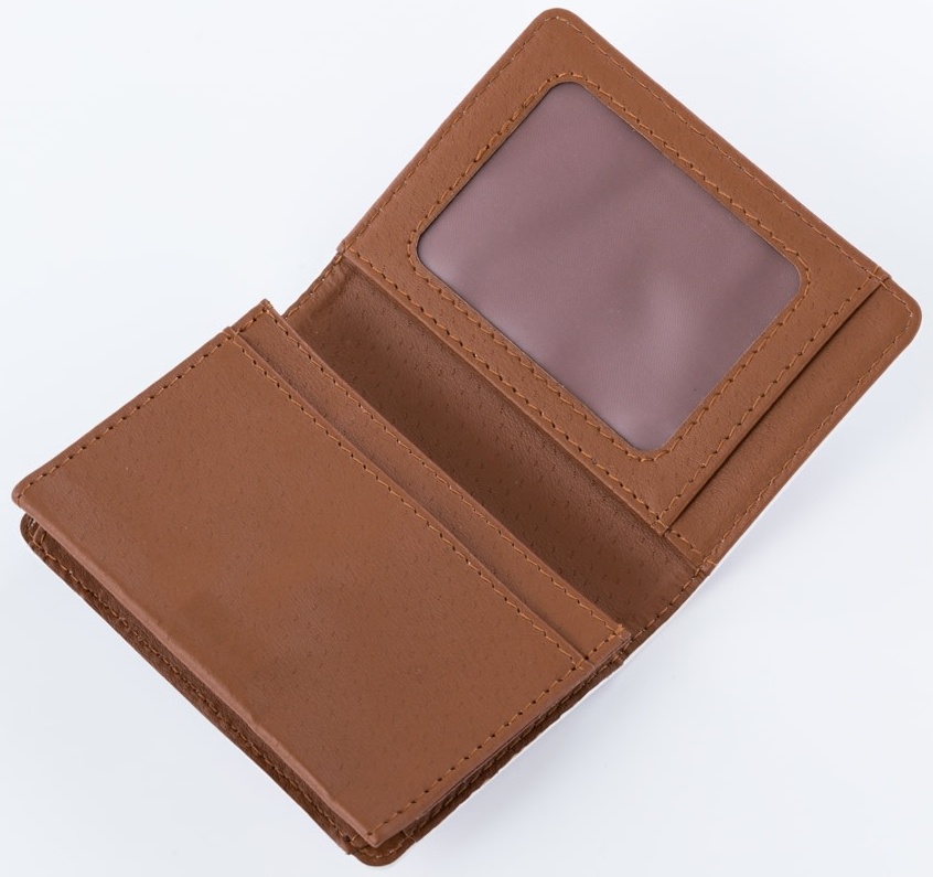 レザー製名刺入れ 織田信長 家紋 織田木瓜 赤地に黒縞