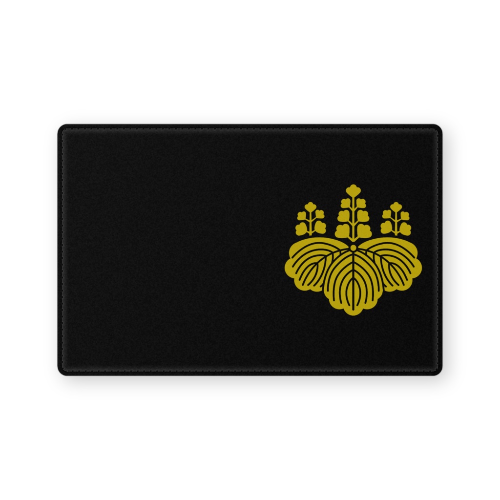 レザー製名刺入れ 豊臣秀吉 豊臣秀頼 家紋 五七の桐 黒地に金色