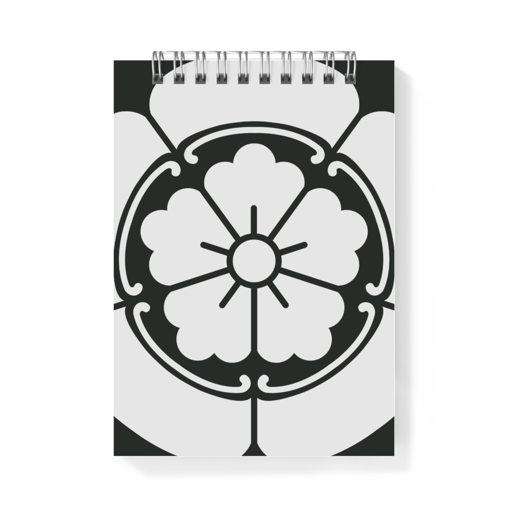 メモ帳 織田信長 家紋 織田木瓜 黒地に金色