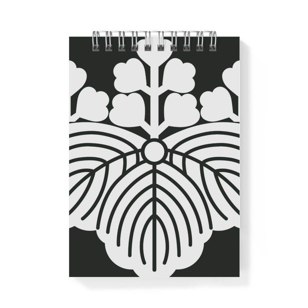 メモ帳 織田信長 豊臣秀吉 家紋 五三の桐 黒地に赤 金箔