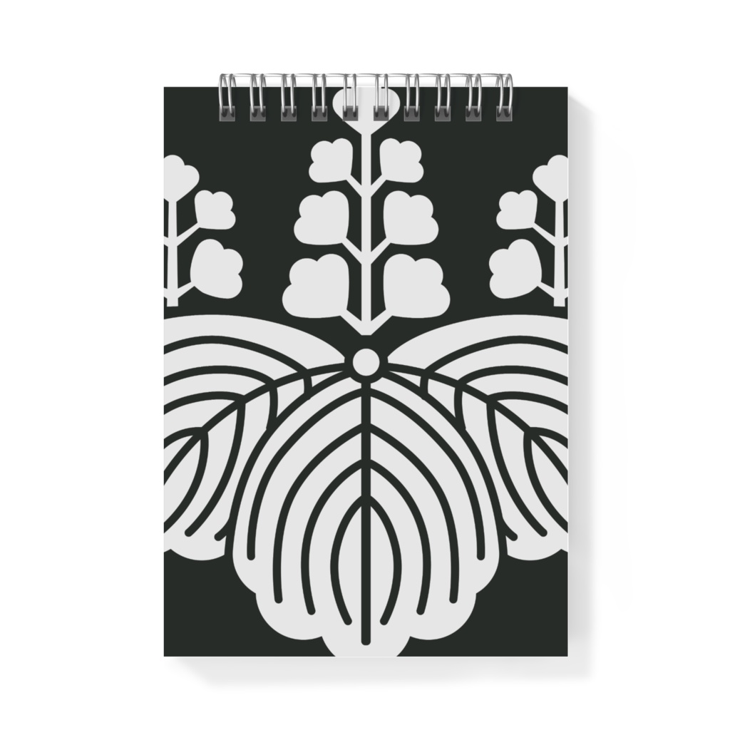 メモ帳 豊臣秀吉 豊臣秀頼 家紋 五七の桐 黒地に赤 金箔