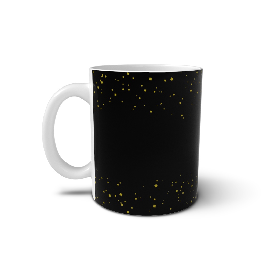 マグカップ 伊達政宗 家紋 竹に雀 黒に金粉ちりばめ