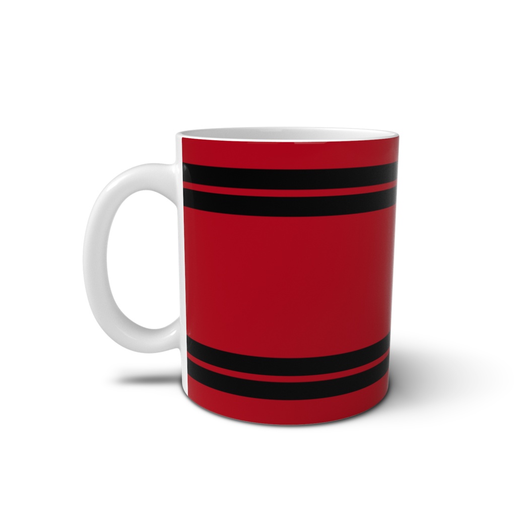 マグカップ 織田信長 家紋 織田木瓜 赤地に黒縞