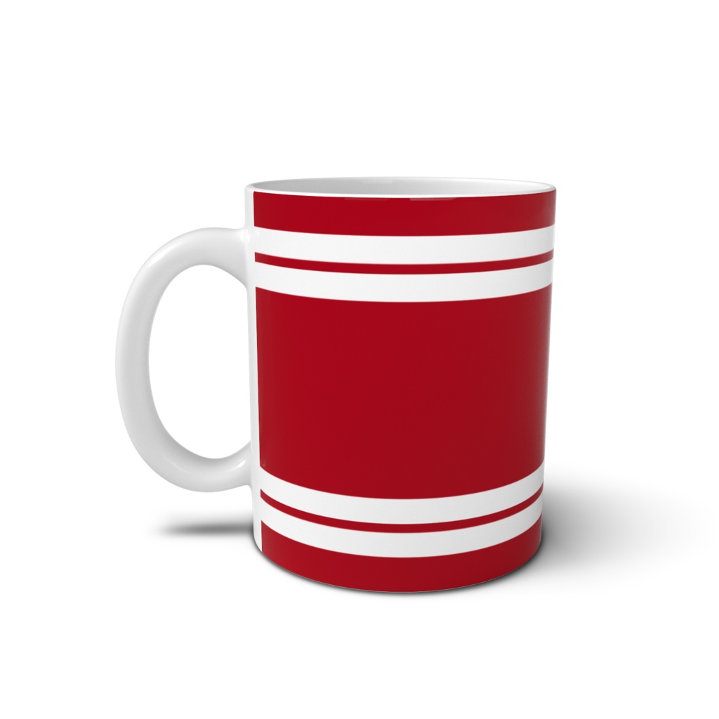 マグカップ 織田信長 家紋 織田木瓜 赤地に白縞