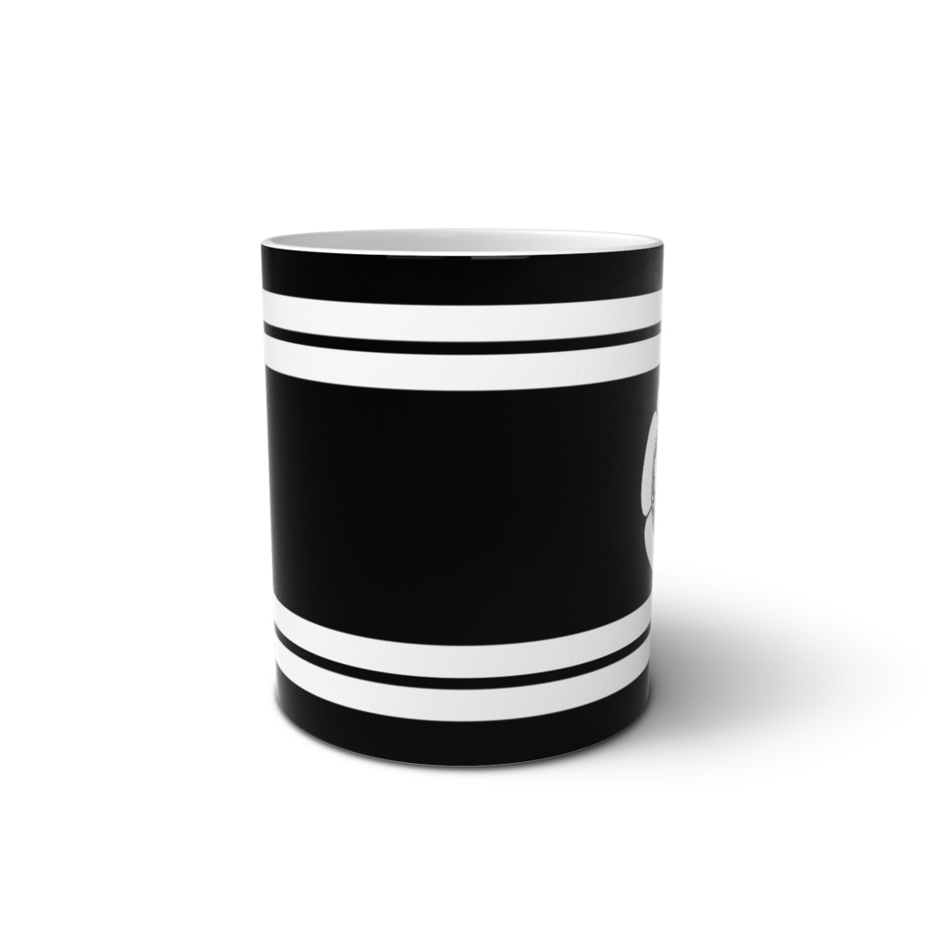 マグカップ 織田信長 家紋 織田木瓜 黒地に白縞