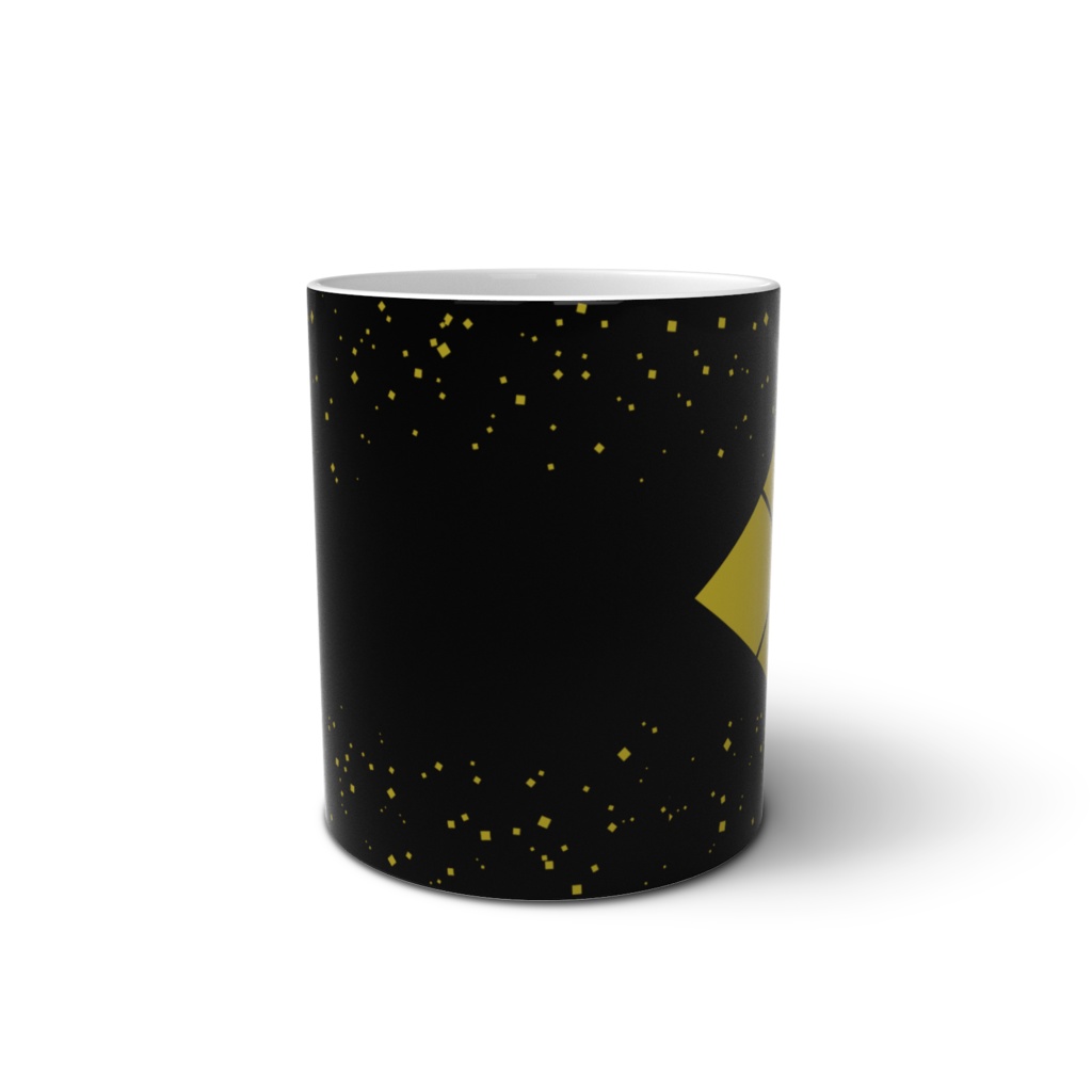 マグカップ 武田信玄 家紋 武田菱 黒に金粉ちりばめ