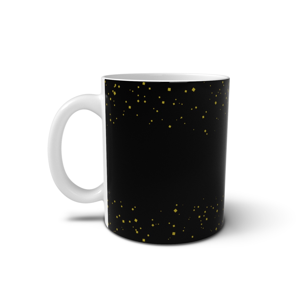 公開中 マグカップ 豊臣秀吉 豊臣秀頼 家紋 五七の桐 黒に金粉ちりばめ