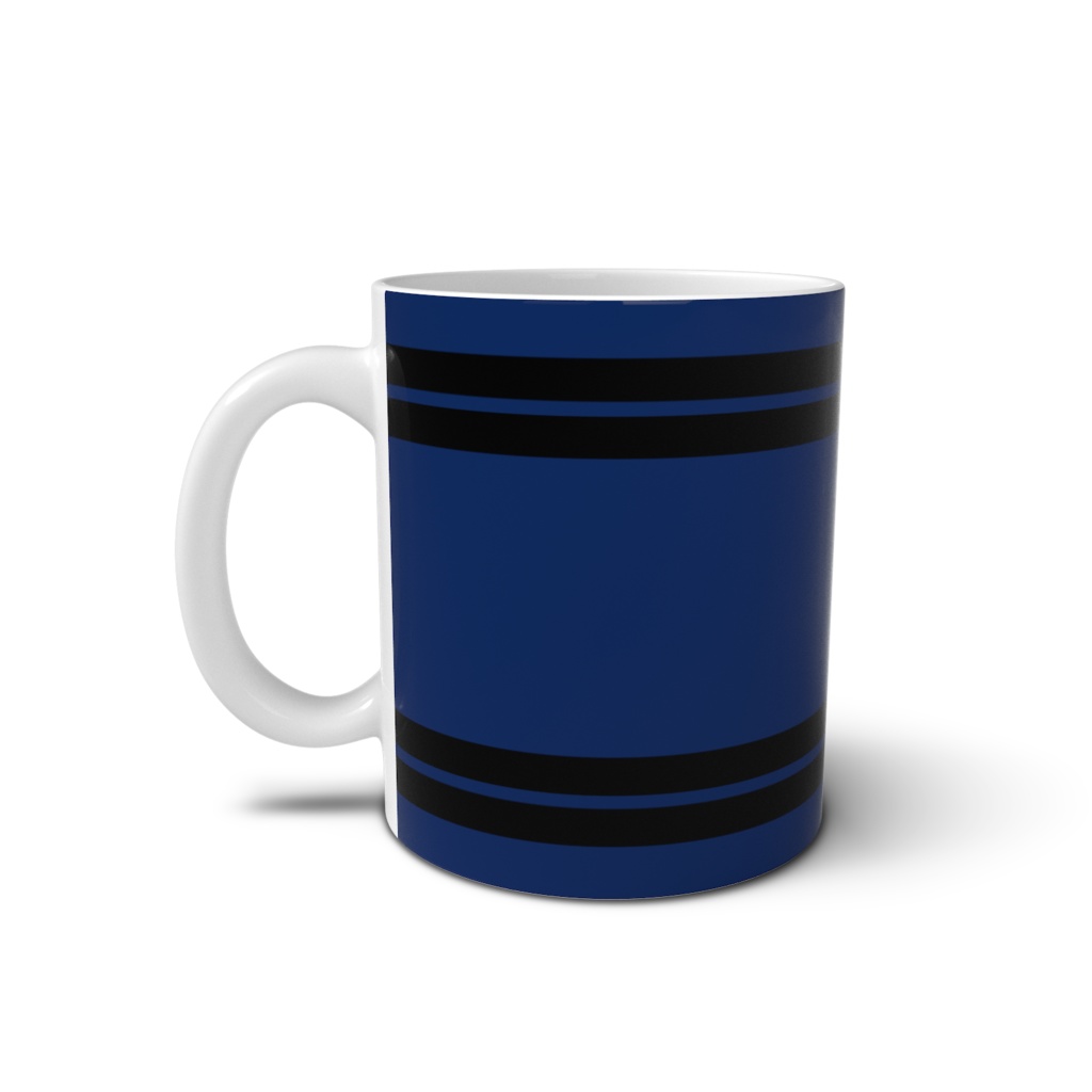 マグカップ 豊臣秀吉 豊臣秀頼 家紋 五七の桐 青地に黒縞