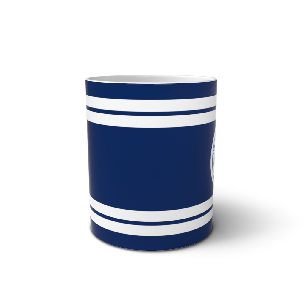 マグカップ 上杉謙信 家紋 竹に飛び雀 青地に白縞