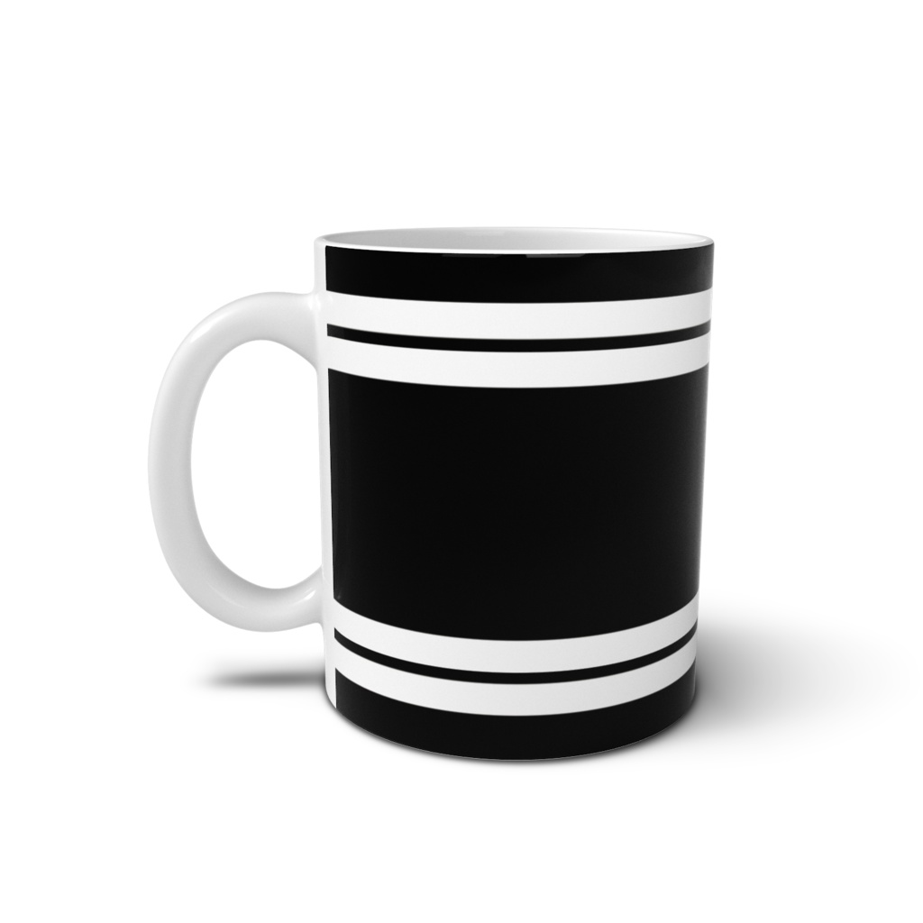 マグカップ 上杉謙信 家紋 竹に飛び雀 黒地に白縞