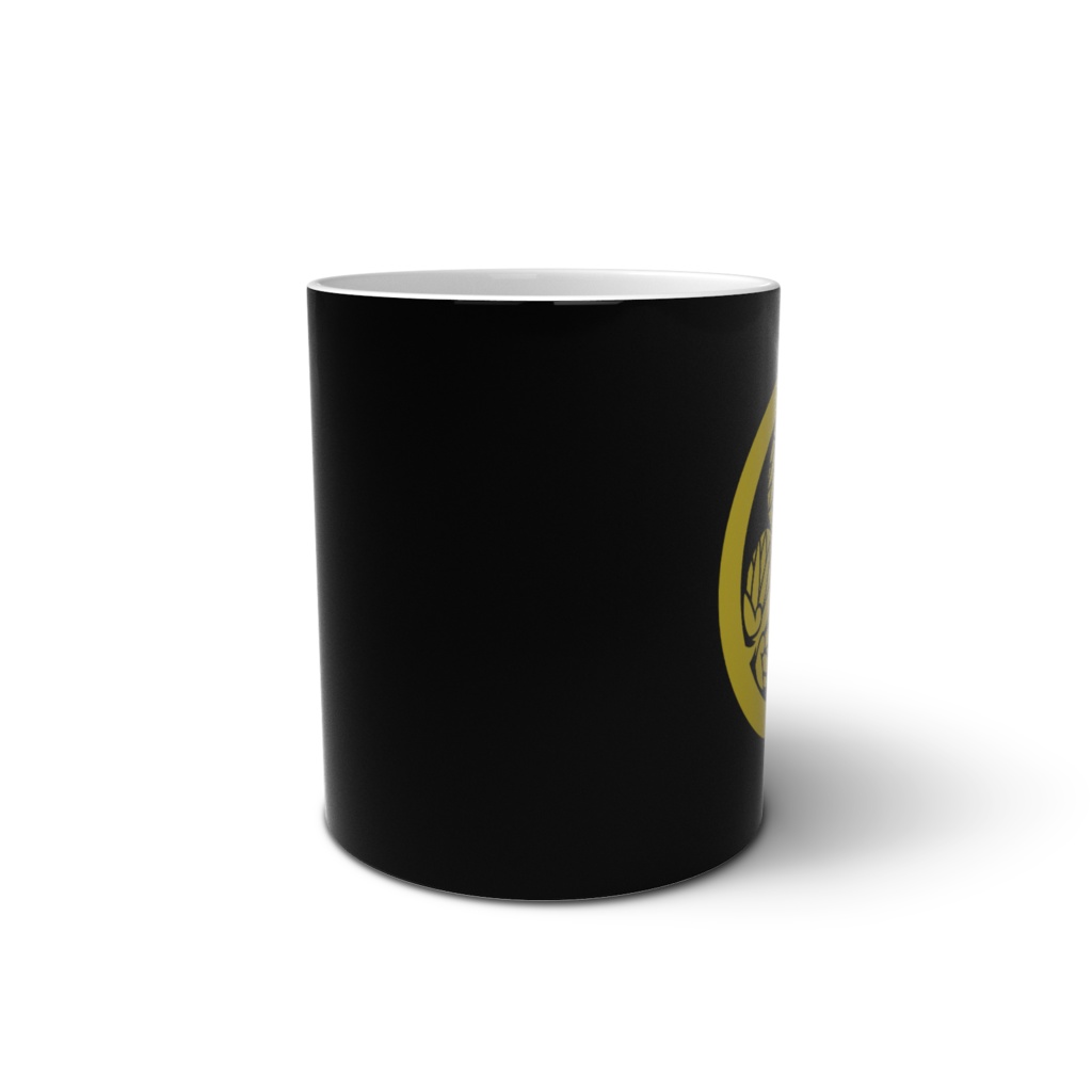 マグカップ 徳川家康 水戸黄門 家紋 三つ葉葵 黒地に金色