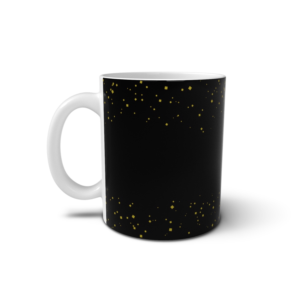 マグカップ 徳川家康 水戸黄門 家紋 三つ葉葵 黒に金粉ちりばめ