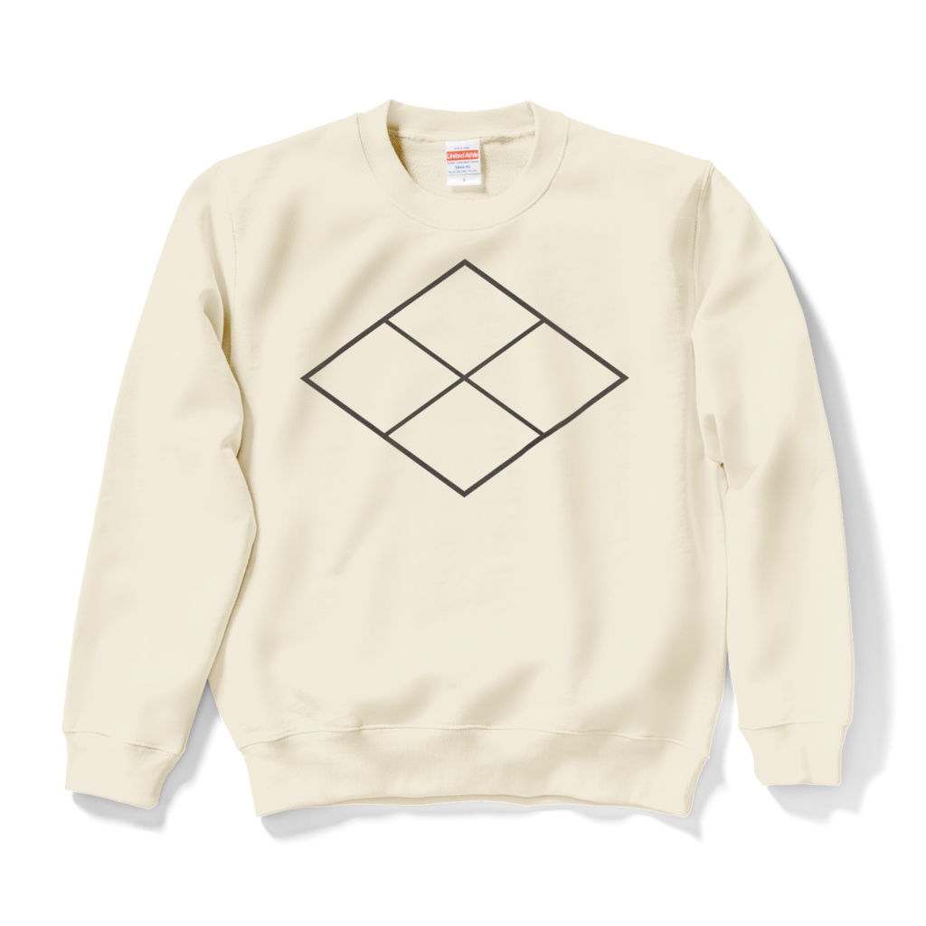 武田信玄 家紋 武田菱 スウェット オフホワイトに黒白