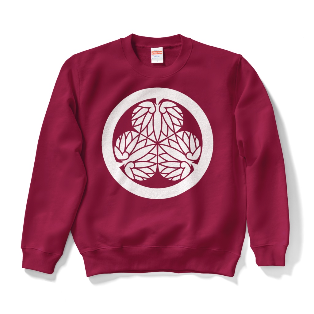 徳川家康・水戸黄門 三つ葉葵 スウェット ワインレッドに白