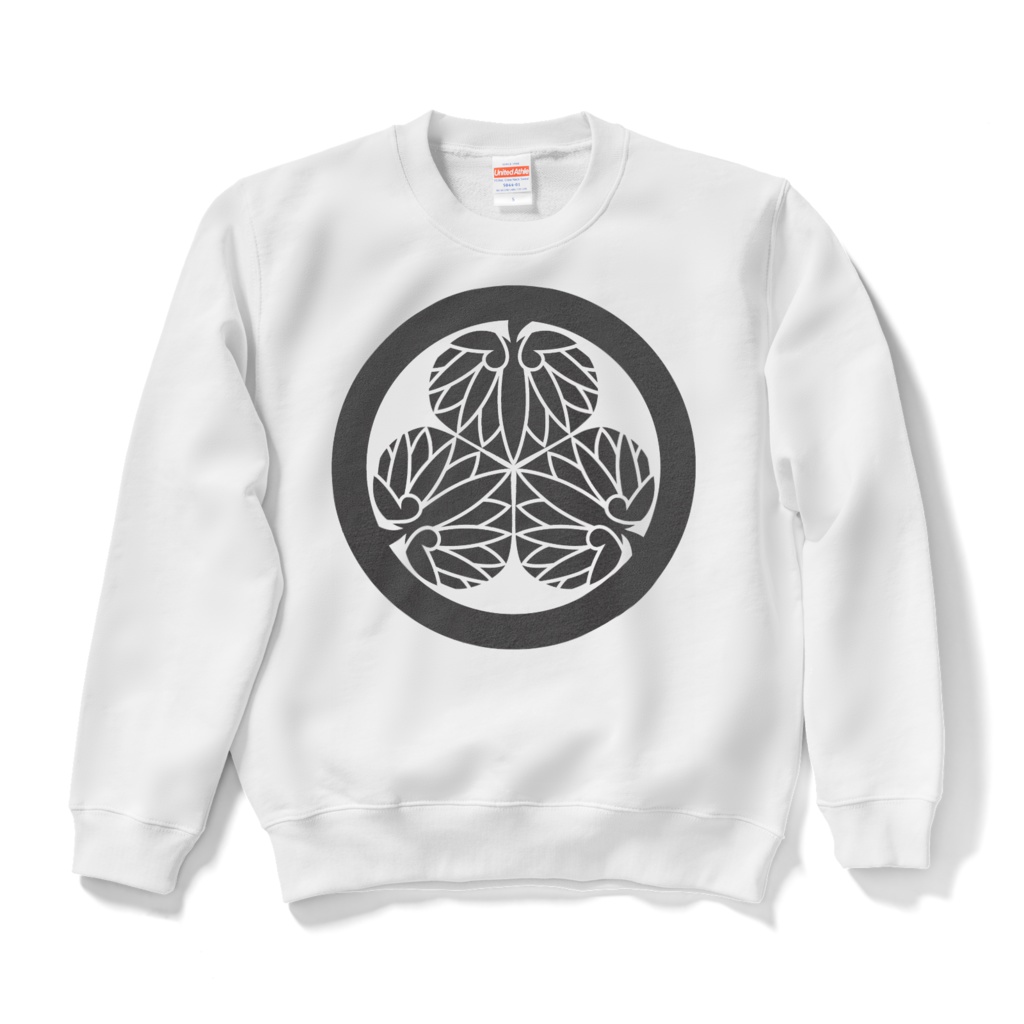 徳川家康・水戸黄門 三つ葉葵 スウェット 白に黒