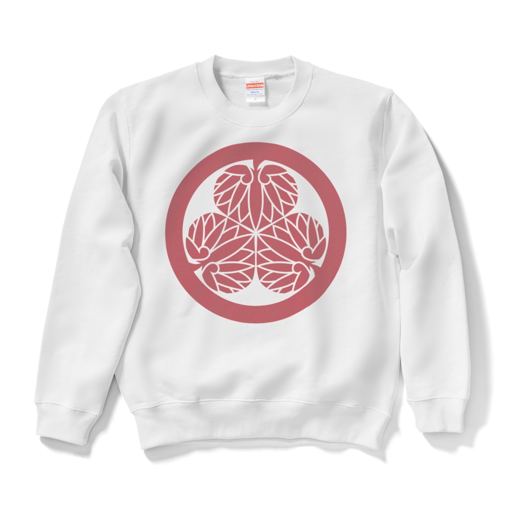 徳川家康・水戸黄門 三つ葉葵 スウェット 白に赤