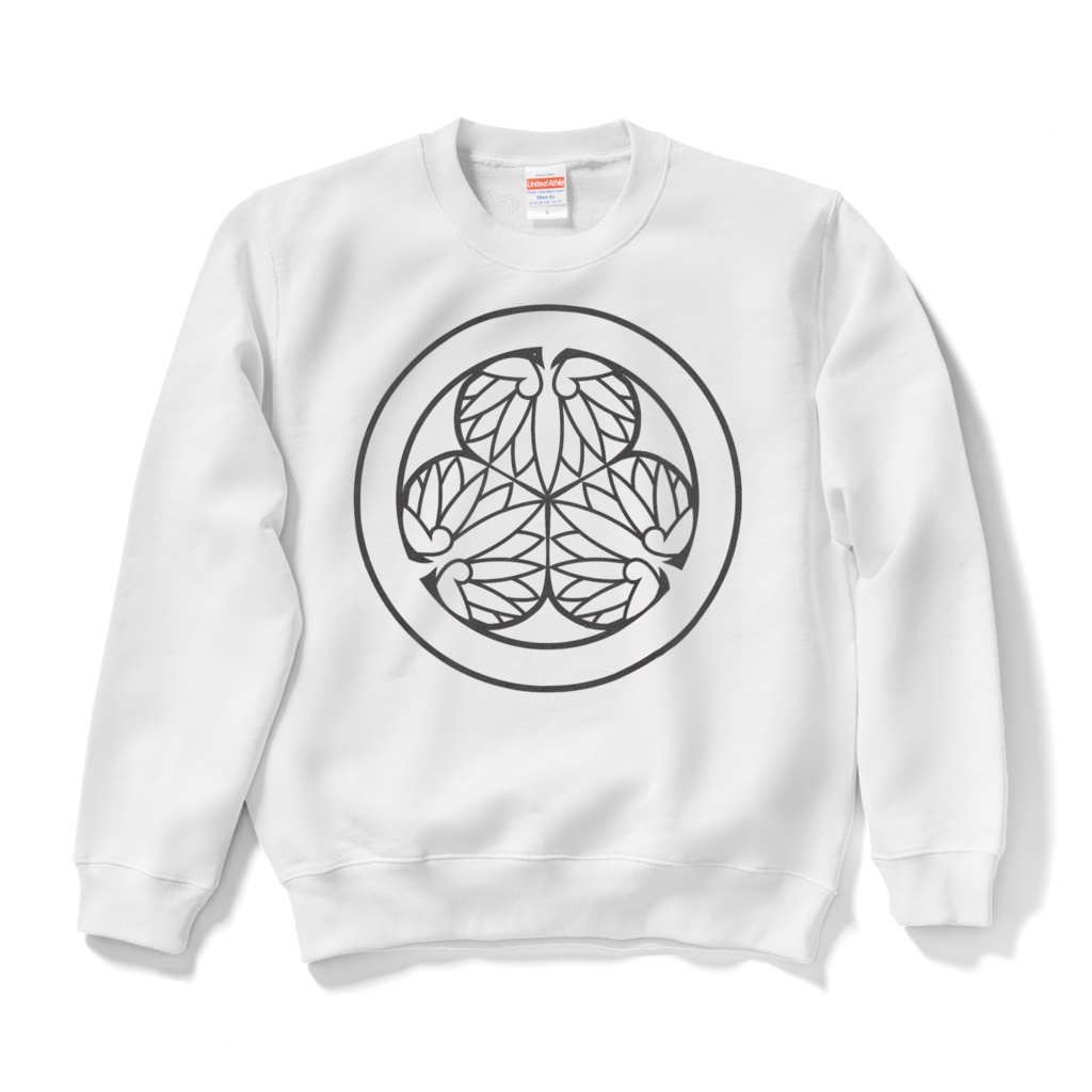 徳川家康・水戸黄門 三つ葉葵 スウェット 白に黒白