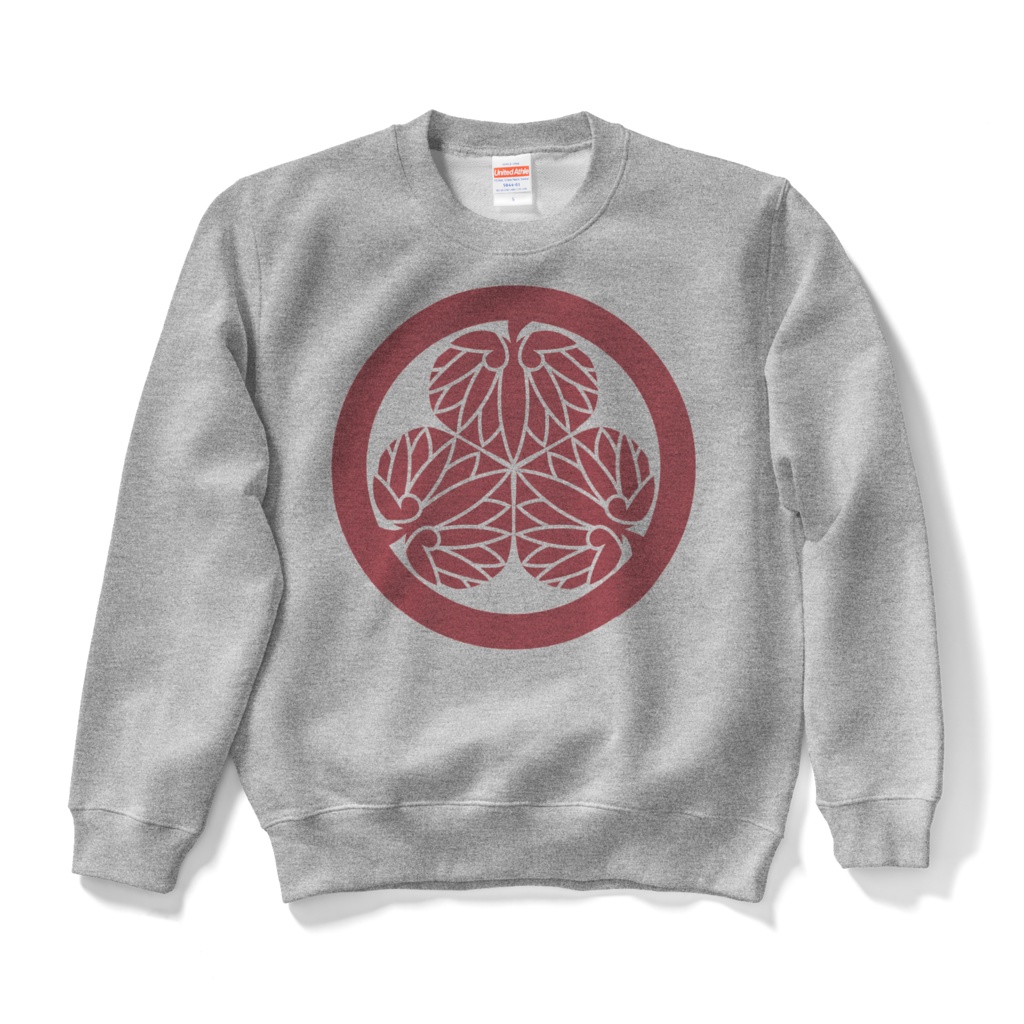 徳川家康・水戸黄門 三つ葉葵 スウェット グレーに赤