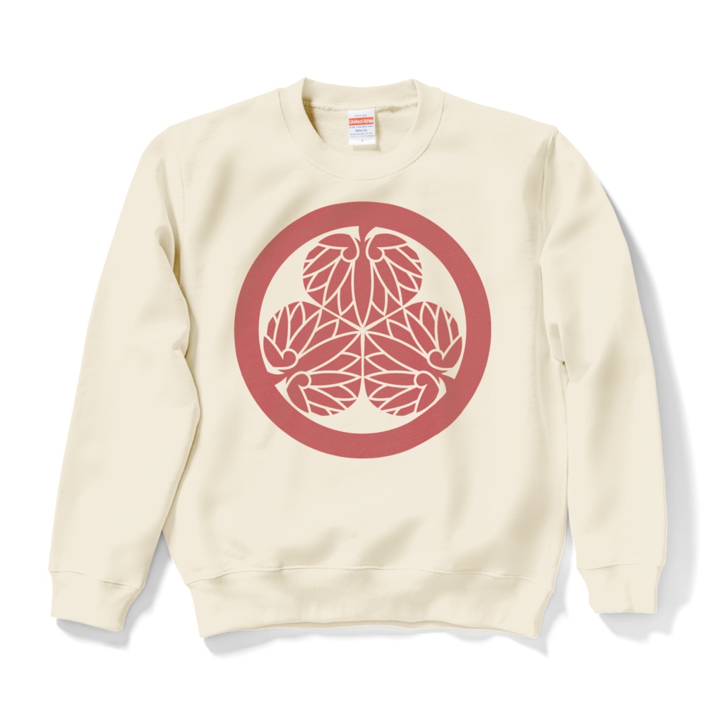 徳川家康・水戸黄門 三つ葉葵 スウェット オフホワイトに赤