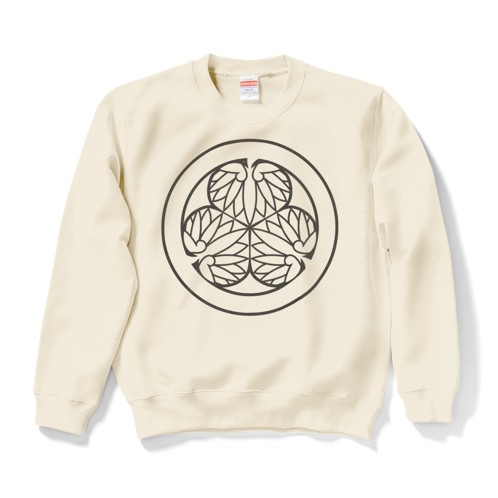 徳川家康・水戸黄門 三つ葉葵 スウェット オフホワイトに黒白