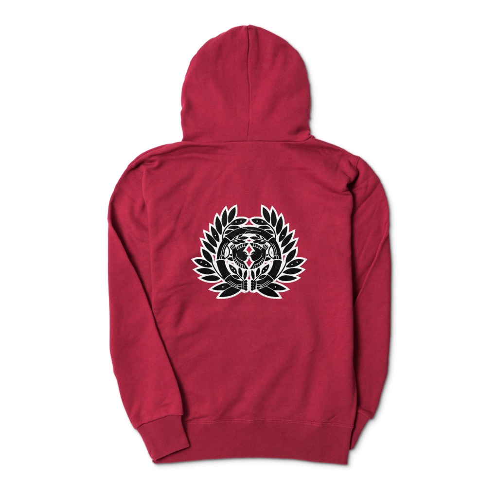 真田幸村・昌幸家紋 六文銭 パーカー ワインレッドに黒