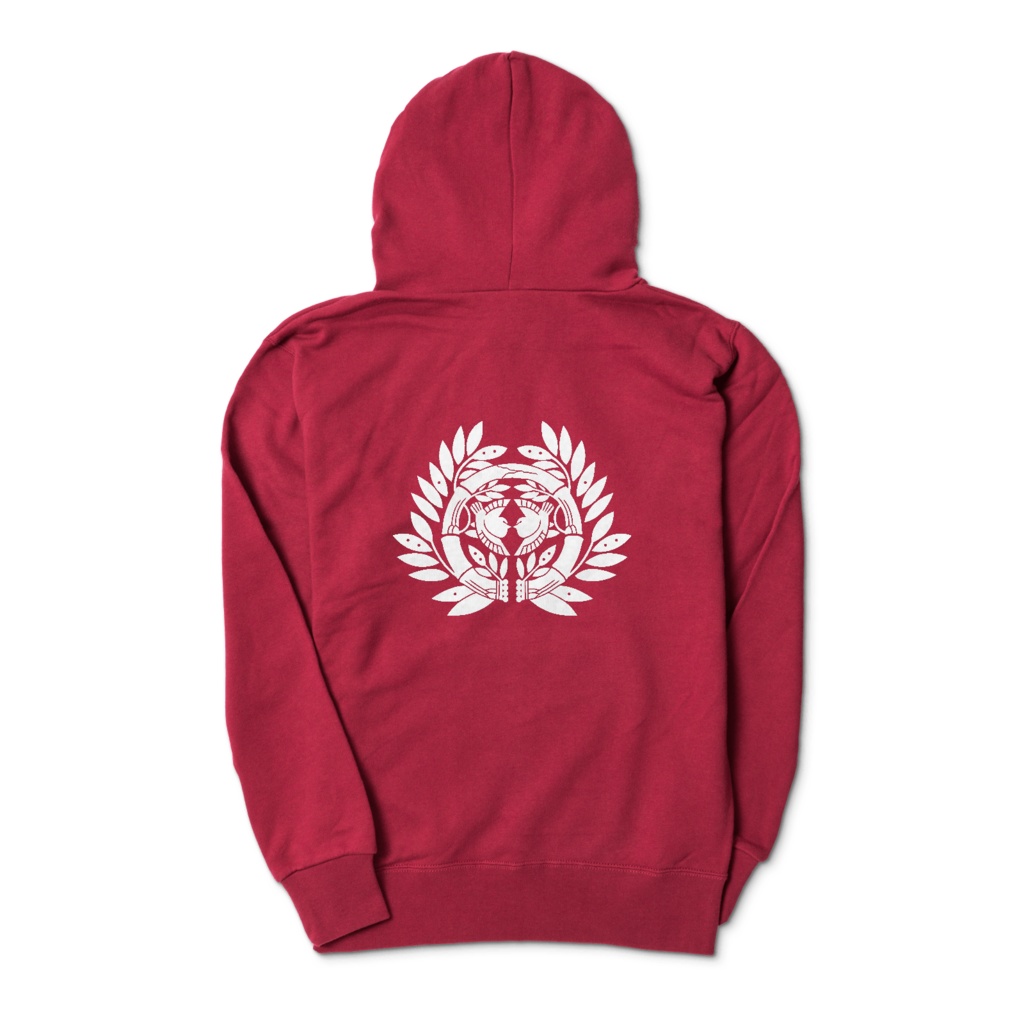 真田幸村・昌幸家紋 六文銭 パーカー ワインレッドに白