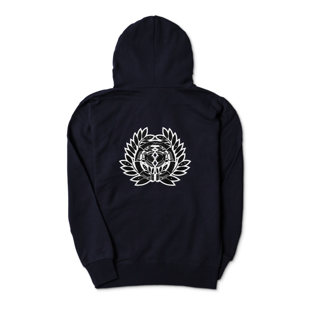 真田幸村・昌幸家紋 六文銭 パーカー 紺に黒