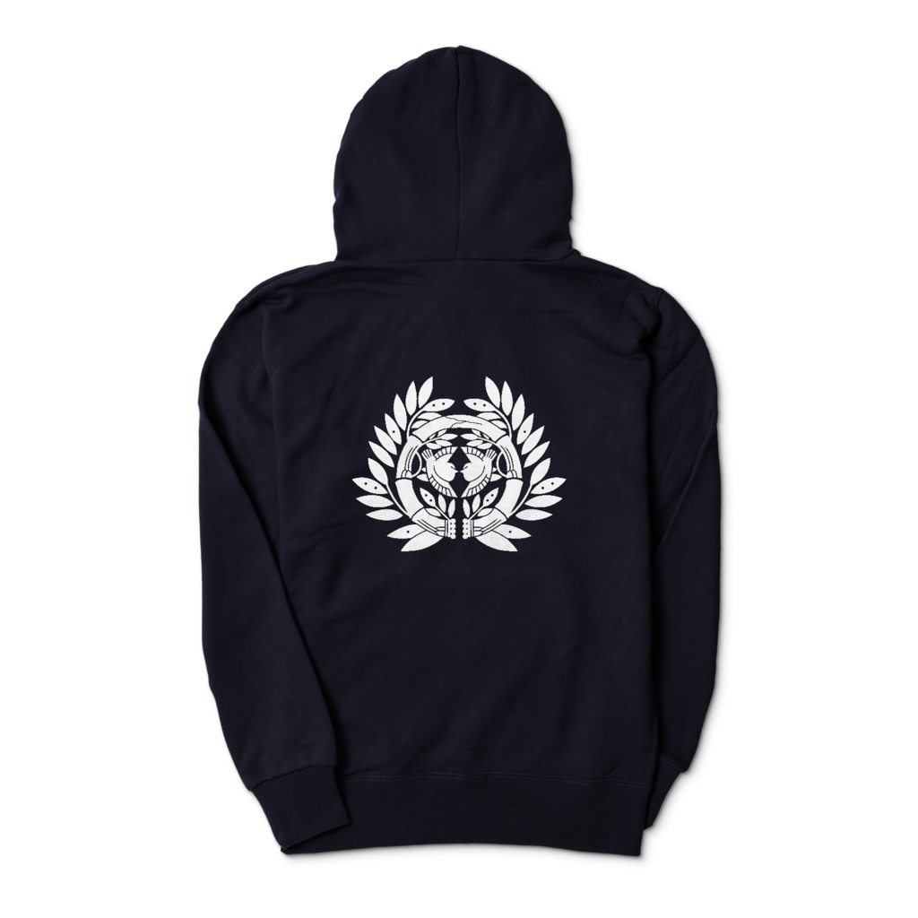 真田幸村・昌幸家紋 六文銭 パーカー 紺に白