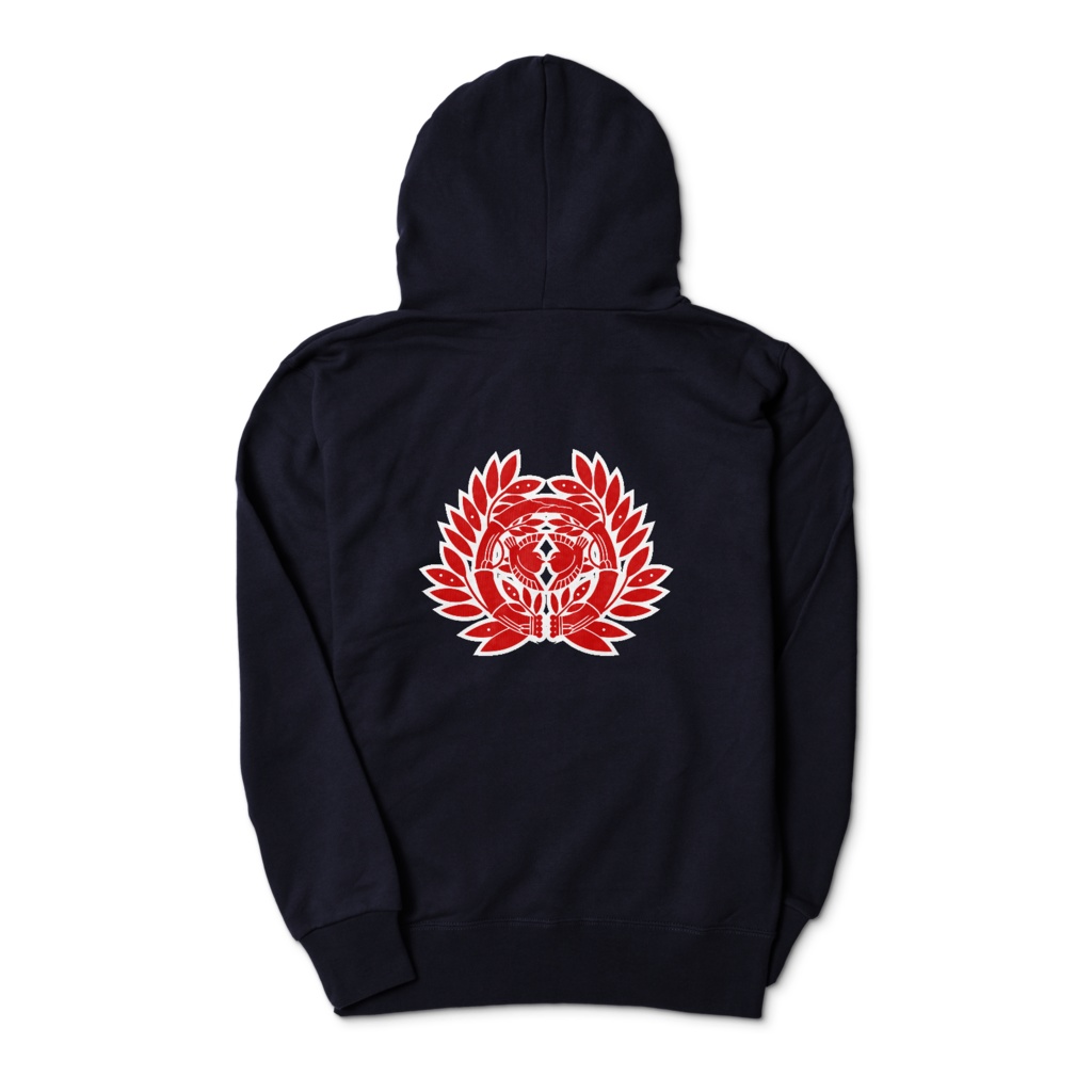 真田幸村・昌幸家紋 六文銭 パーカー 紺に赤