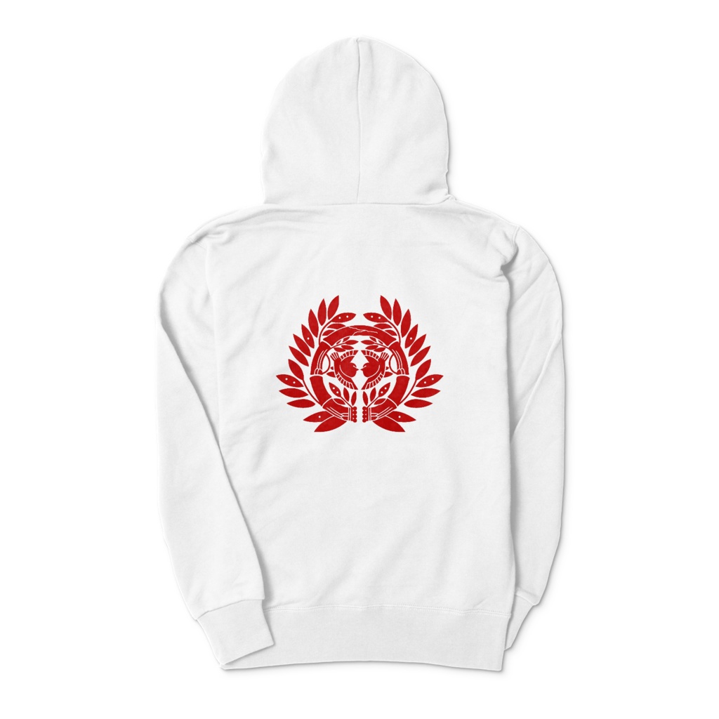 真田幸村・昌幸家紋 六文銭 パーカー 白に赤