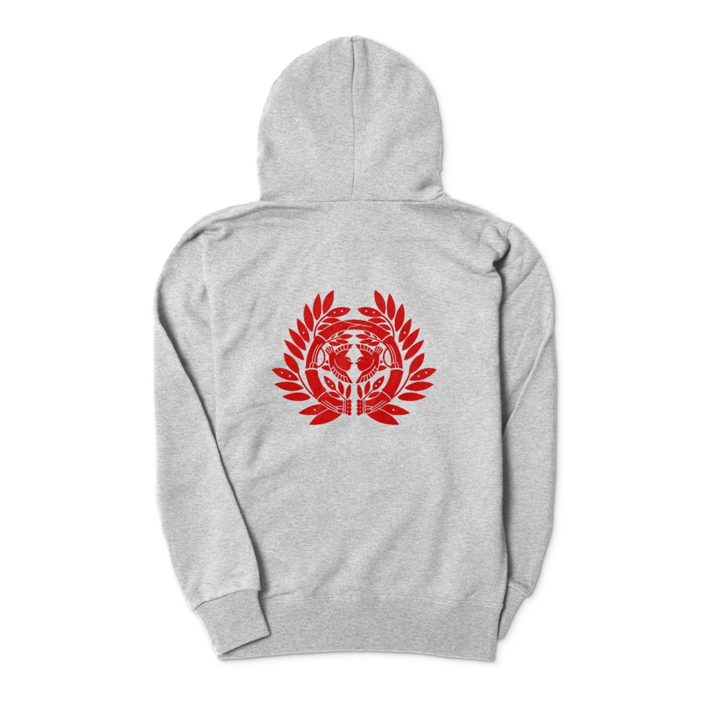 伊達政宗 竹に雀 パーカー グレーに赤