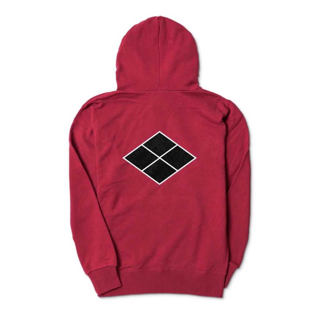 武田信玄 家紋 武田菱 パーカー ワインレッドに黒