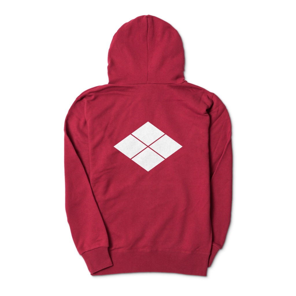 武田信玄 家紋 武田菱 パーカー ワインレッドに白