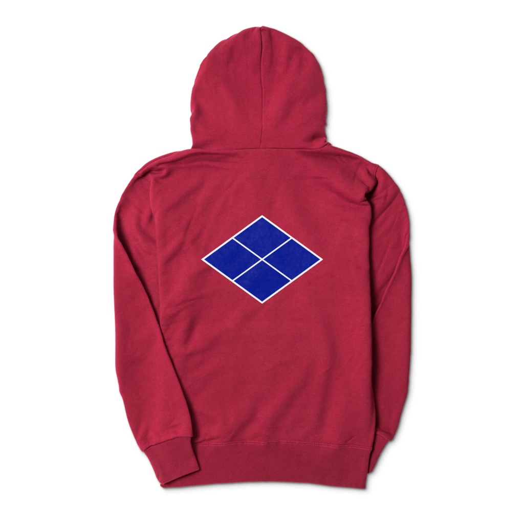 武田信玄 家紋 武田菱 パーカー ワインレッドに青