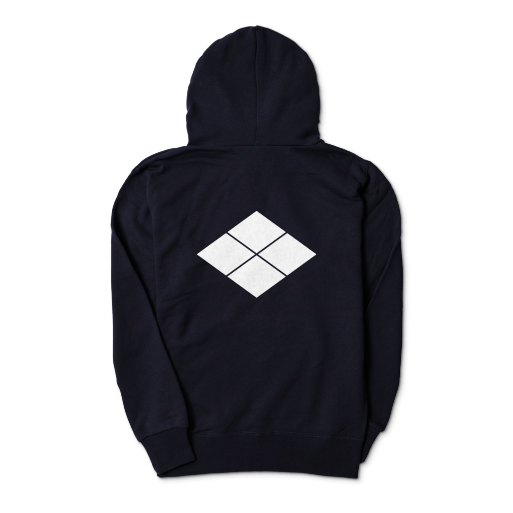 武田信玄 家紋 武田菱 パーカー 紺に白