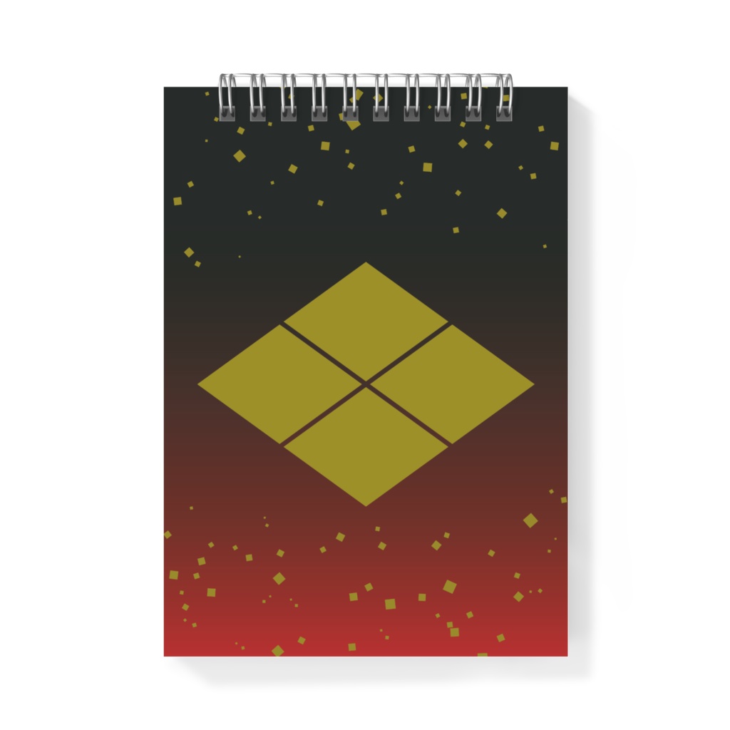 メモ帳 武田信玄 家紋 武田菱 黒地に赤 金箔