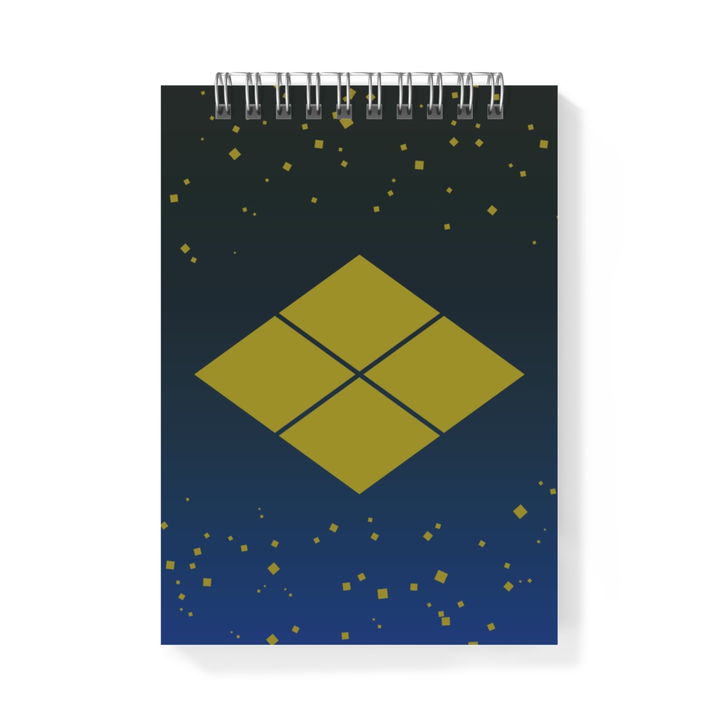 メモ帳 武田信玄 家紋 武田菱 黒地に青 金箔