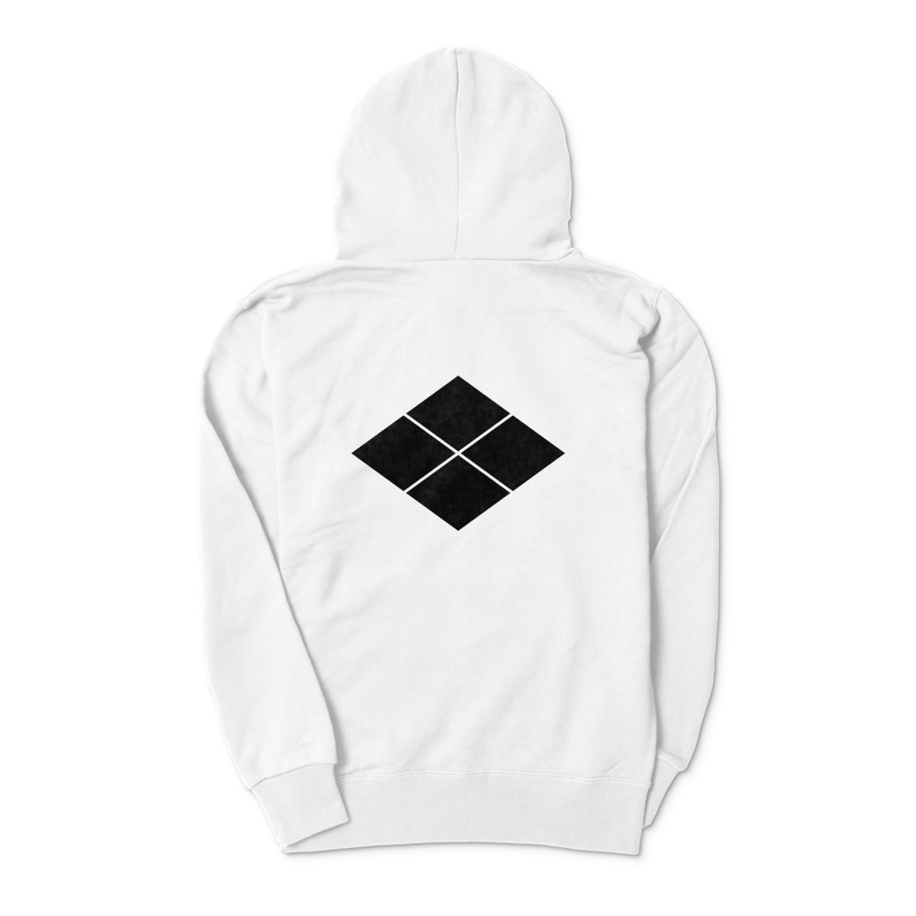 武田信玄 家紋 武田菱 パーカー 白に黒