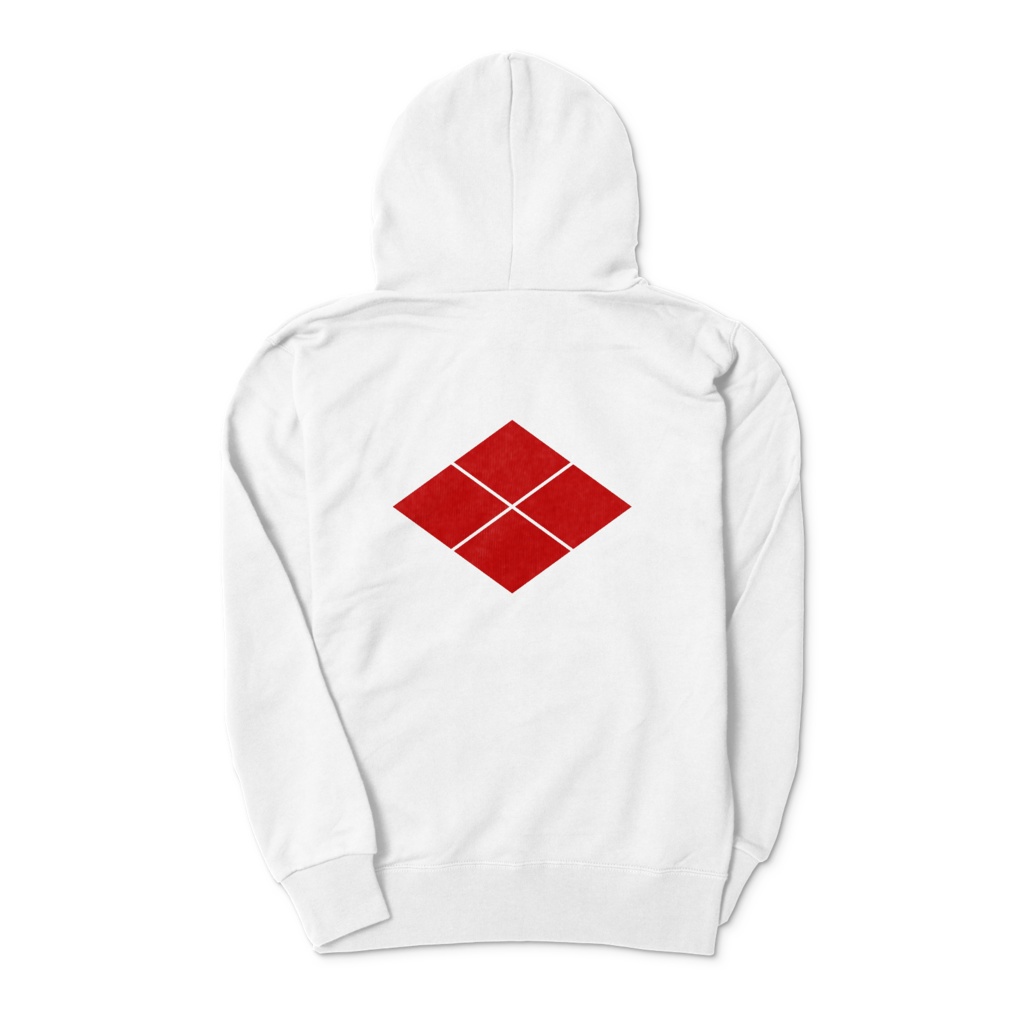 武田信玄 家紋 武田菱 パーカー 白に赤