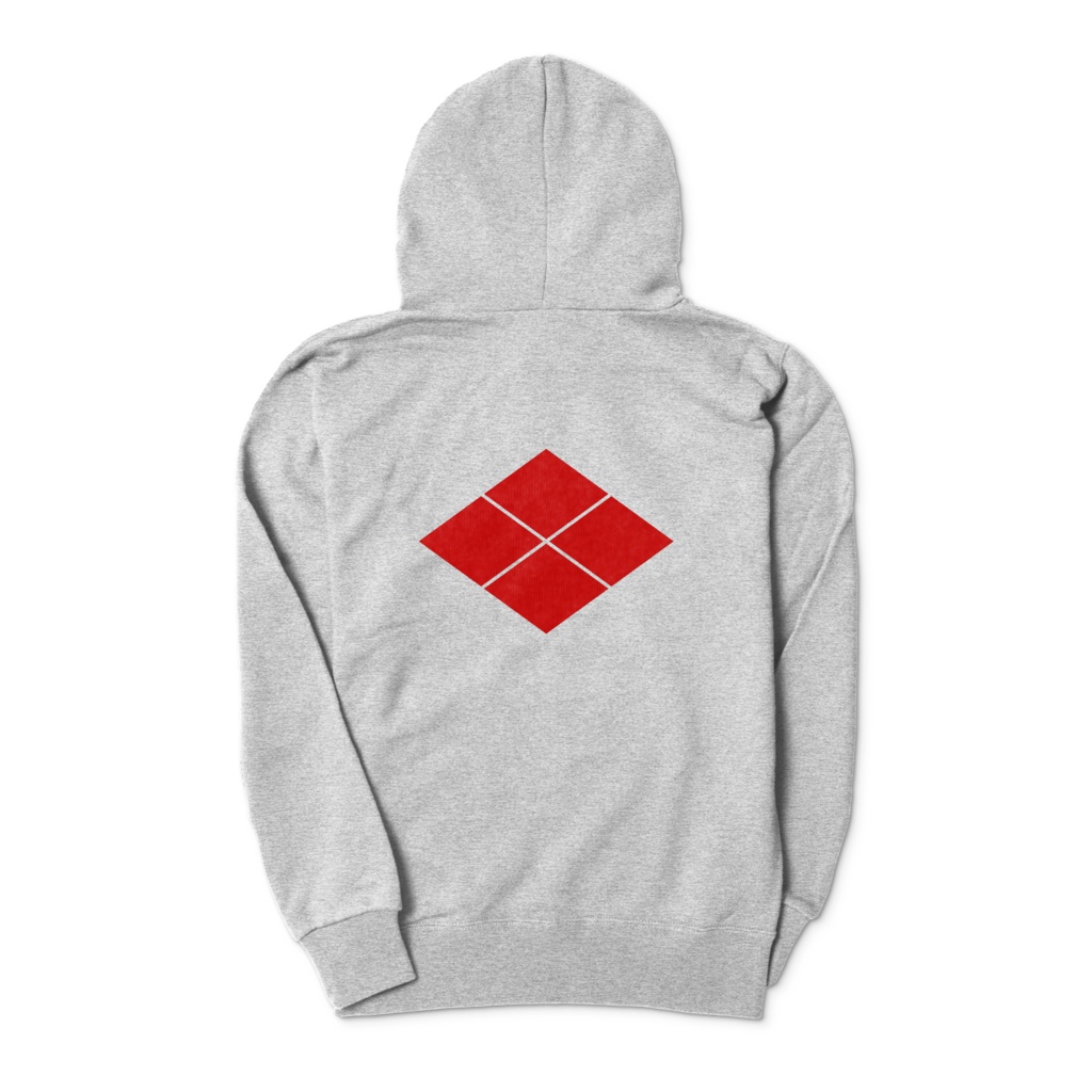 武田信玄 家紋 武田菱 パーカー グレーに赤