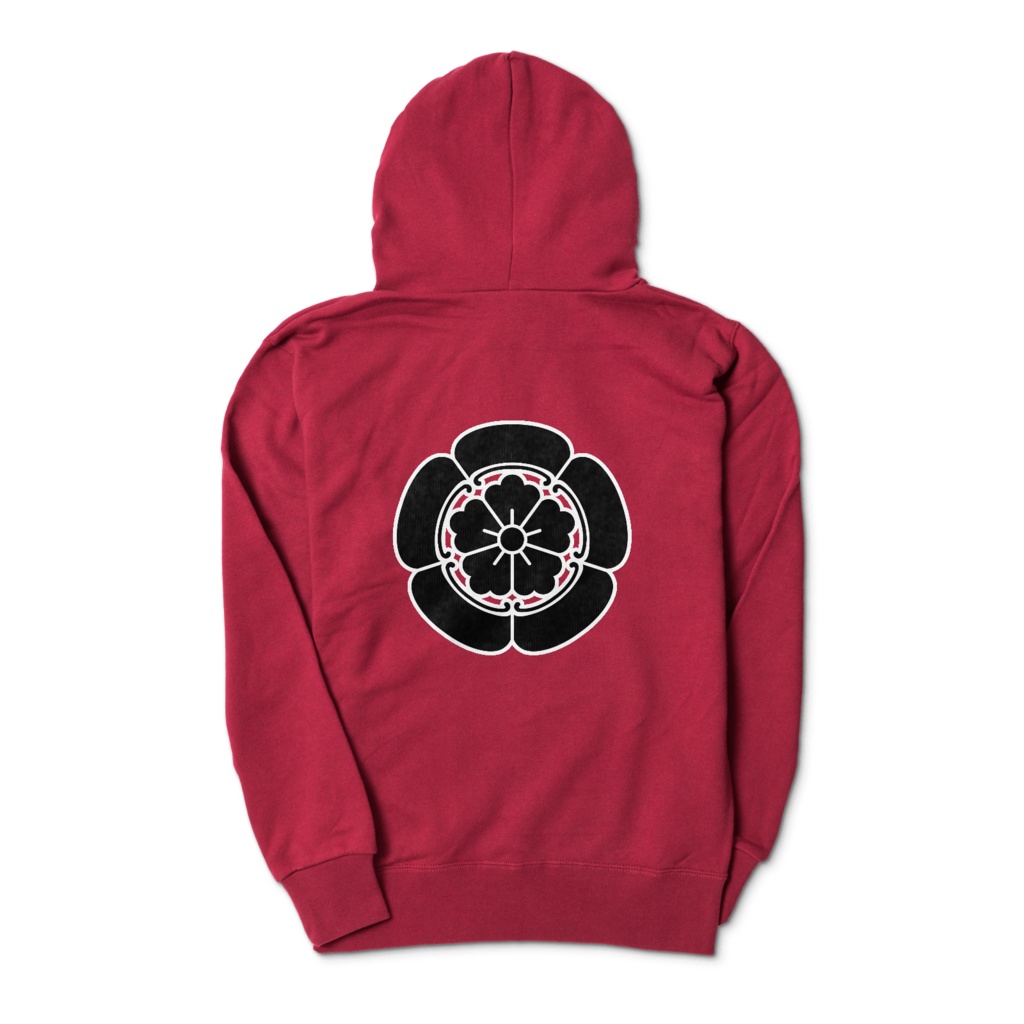 織田信長 家紋 織田木瓜 パーカー ワインレッドに黒