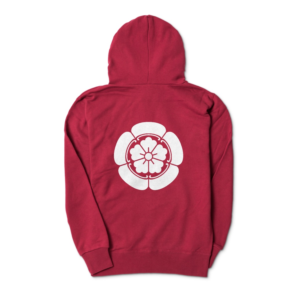 織田信長 家紋 織田木瓜 パーカー ワインレッドに白