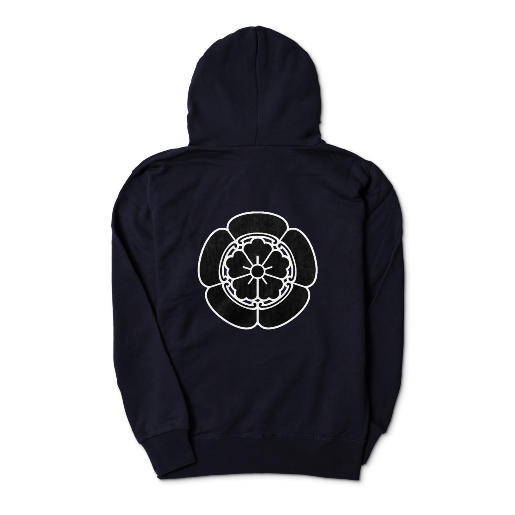 織田信長 家紋 織田木瓜 パーカー 紺に黒