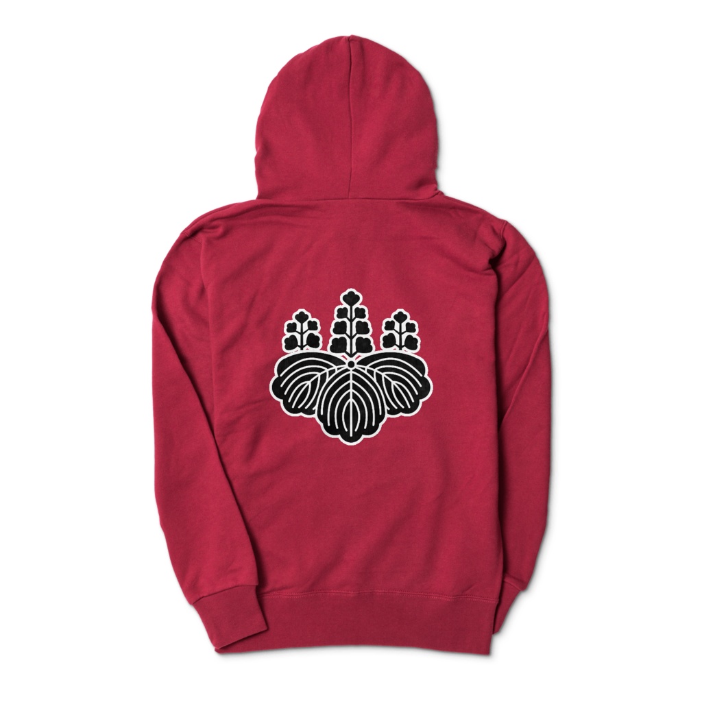 織田信長 豊臣秀吉 家紋 五三の桐 パーカー ワインレッドに黒