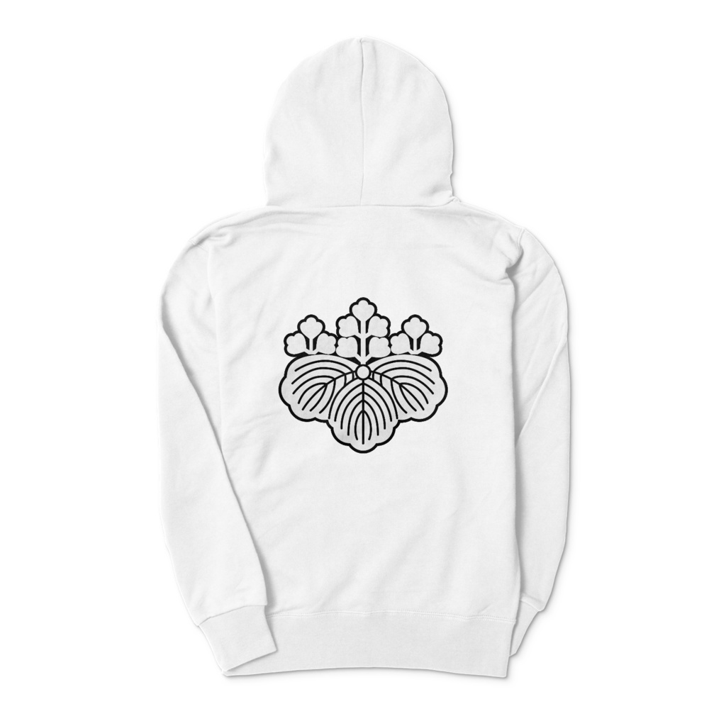 織田信長 豊臣秀吉 家紋 五三の桐 パーカー 白に黒白