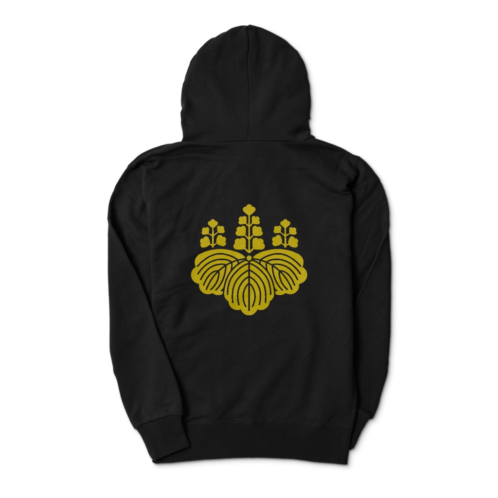 豊臣秀吉 豊臣秀頼 家紋 五七の桐 パーカー 黒に金