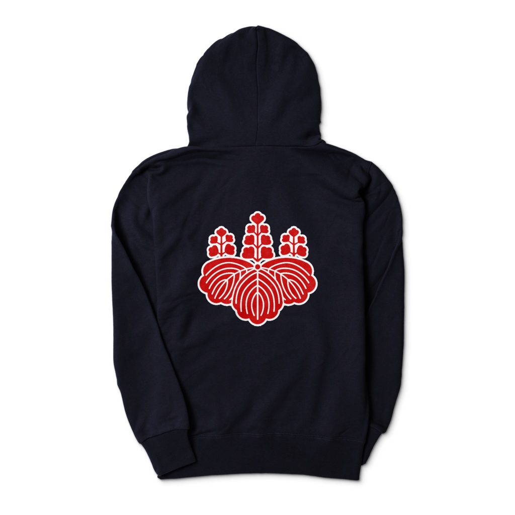 豊臣秀吉 豊臣秀頼 家紋 五七の桐 パーカー 紺に赤